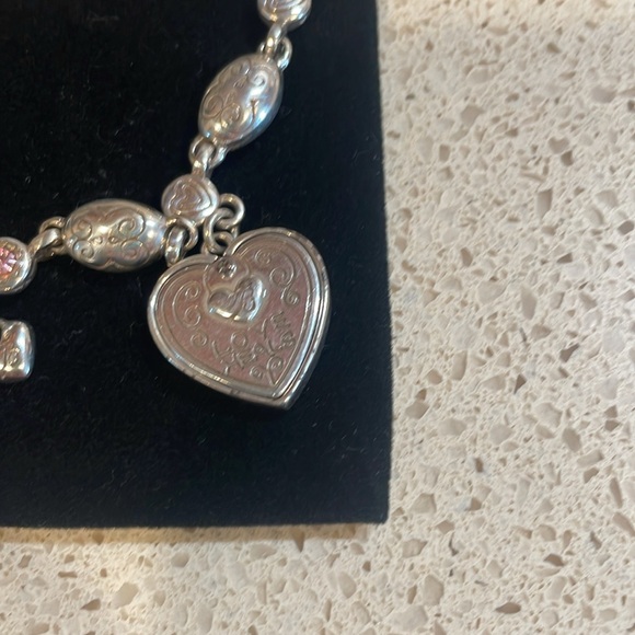 Brighton Vintage Power of Pink Silver Heart Charm Bracelet - Picture 3 of 4